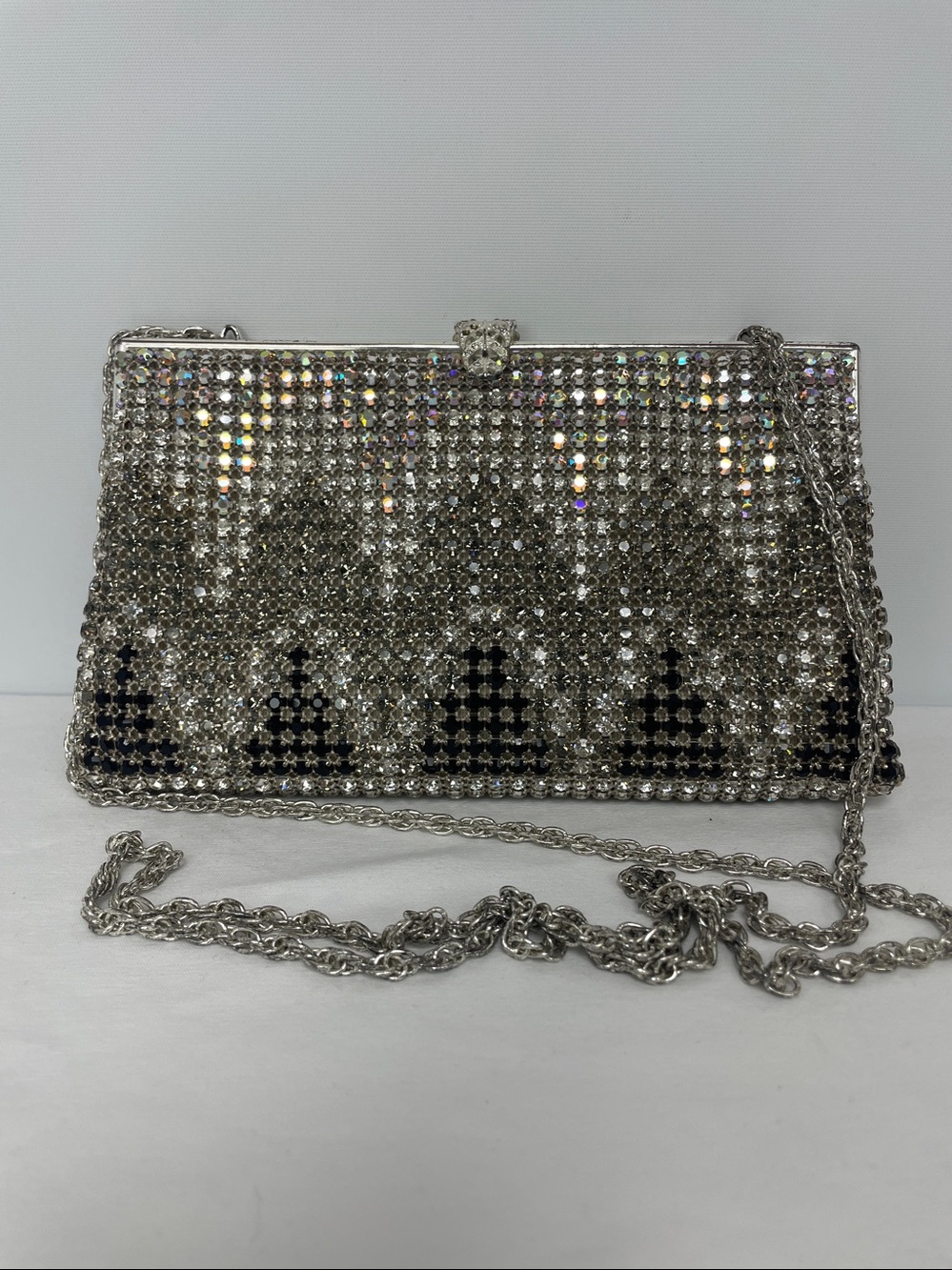 Silver Crystal Mesh Evening Clutch